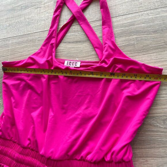NEW Hot Pink TCEC Active Romper Summer Athletic Vacation Pickleball Tennis Sport - Picture 3 of 9